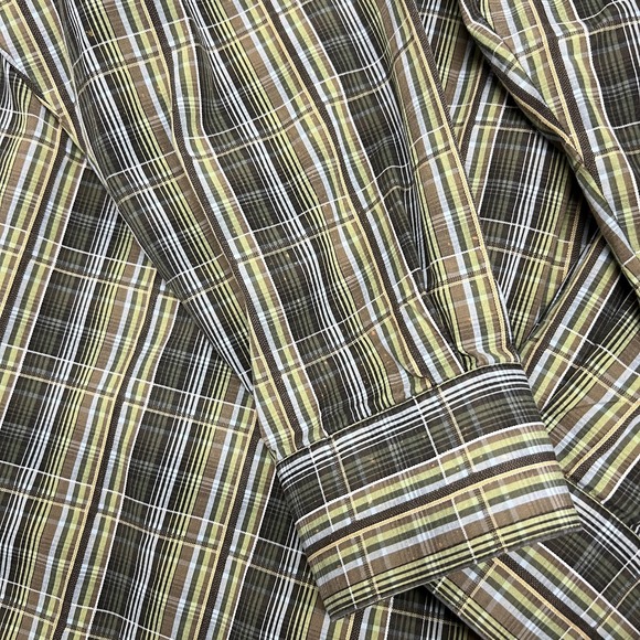 Ariat Pro Series Shirt Mens XL Green Brown Plaid Button Down Western Long Sleeve - Picture 13 of 16